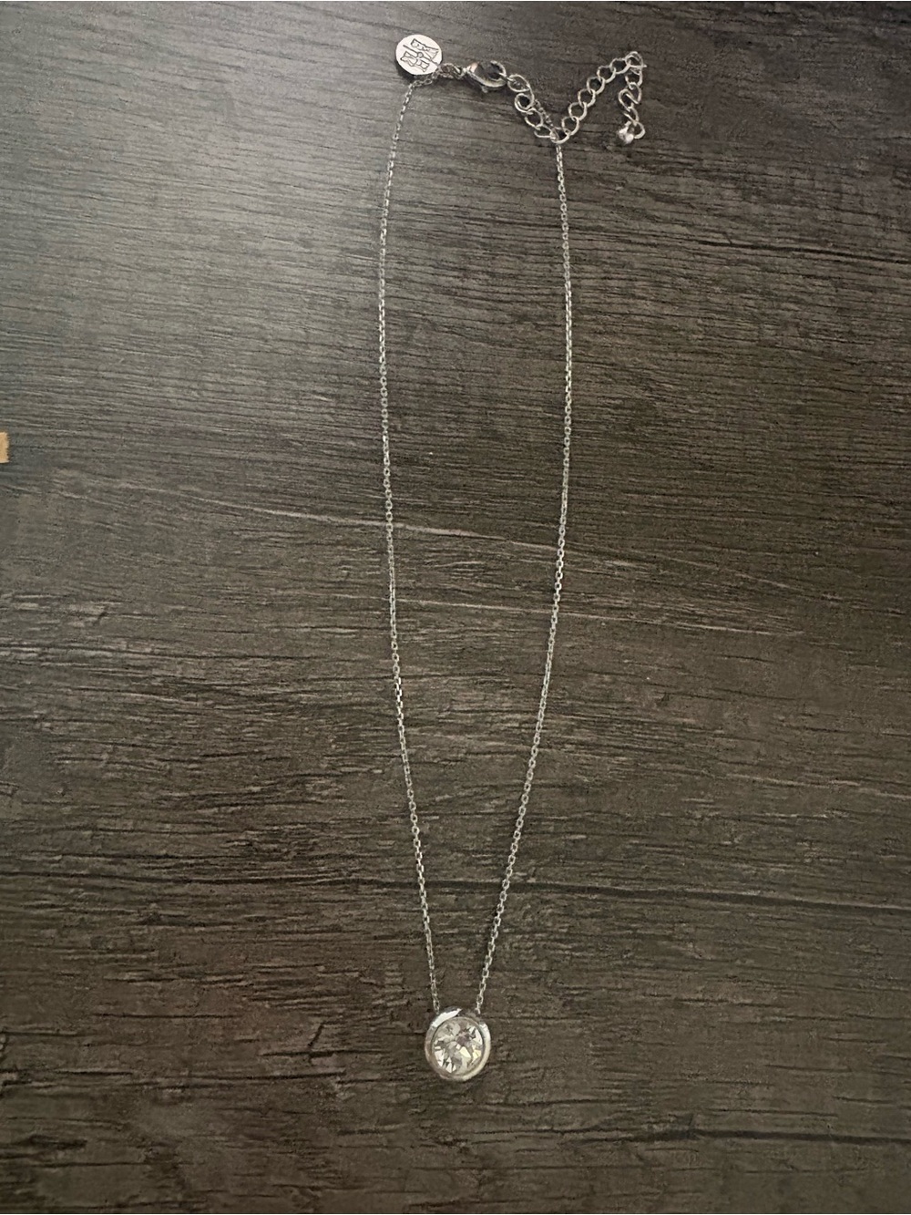 Delicate Silver Pendant Necklace with Clear Crystal - White House Black Market